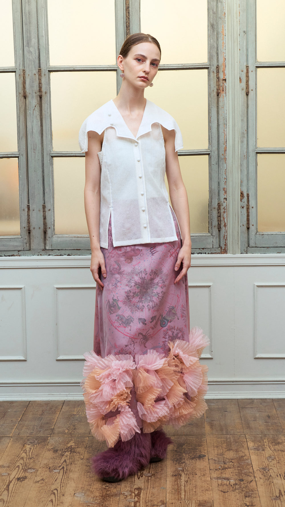 Orbit Sailor Collar Sleeveless Shirt