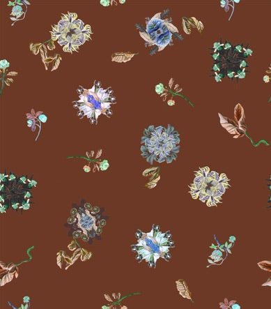 Hosouge Floral Printed Blouse-Brown