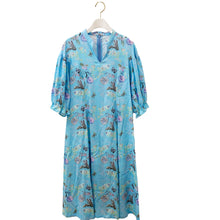 画像をギャラリービューアに読み込む, Rikka Floral Puff sleeve Dress-Azure blue x Green