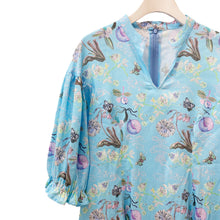 画像をギャラリービューアに読み込む, Rikka Floral Puff sleeve Dress-Azure blue x Green