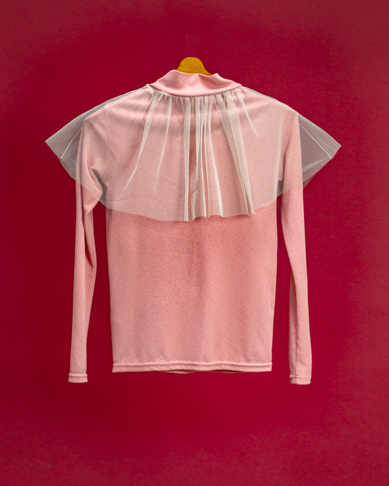 Den Phal Tulle Turtleneck Top-Pink