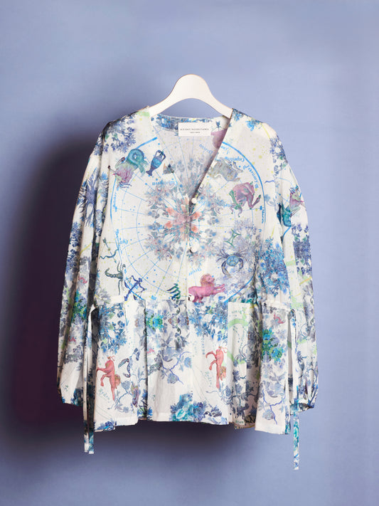 Cosmographia Printed Drawstring Blouse