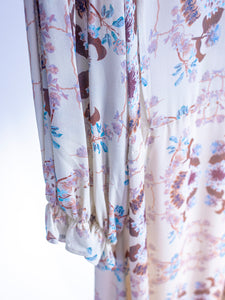 Floral chinoiserie puff sleeve dress