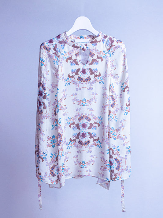 Floral Chinoiserie draw string Blouse