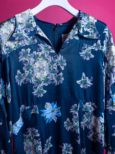 Floating Flower Crest Print Dress