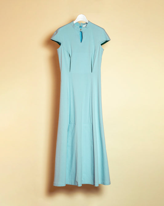 Bicolour front pocket slit dress