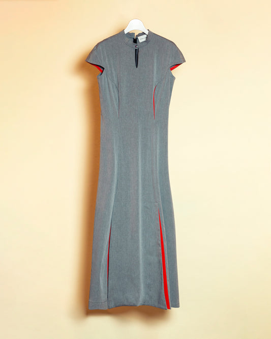 Bicolour front pocket slit dress
