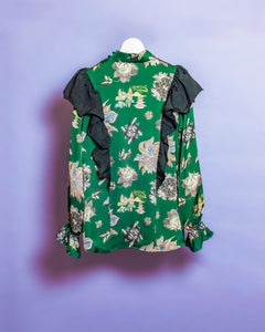 Day Dream Voyage Frill Blouse-Green