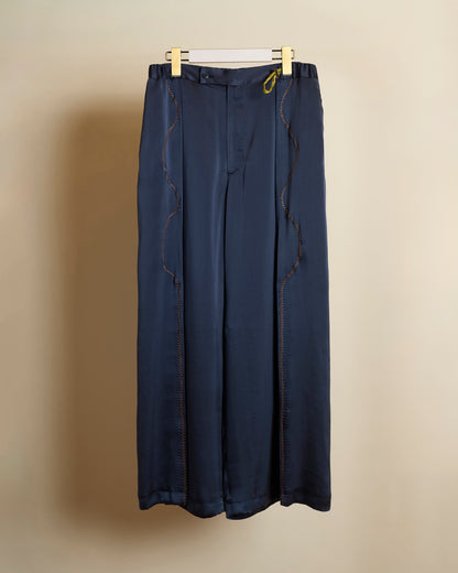 Sigmoid tuck silk wide trouser