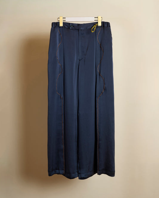 Sigmoid tuck silk wide trouser