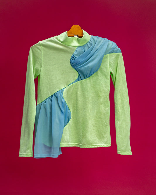 Sigmoid Drape Top Blue×Green