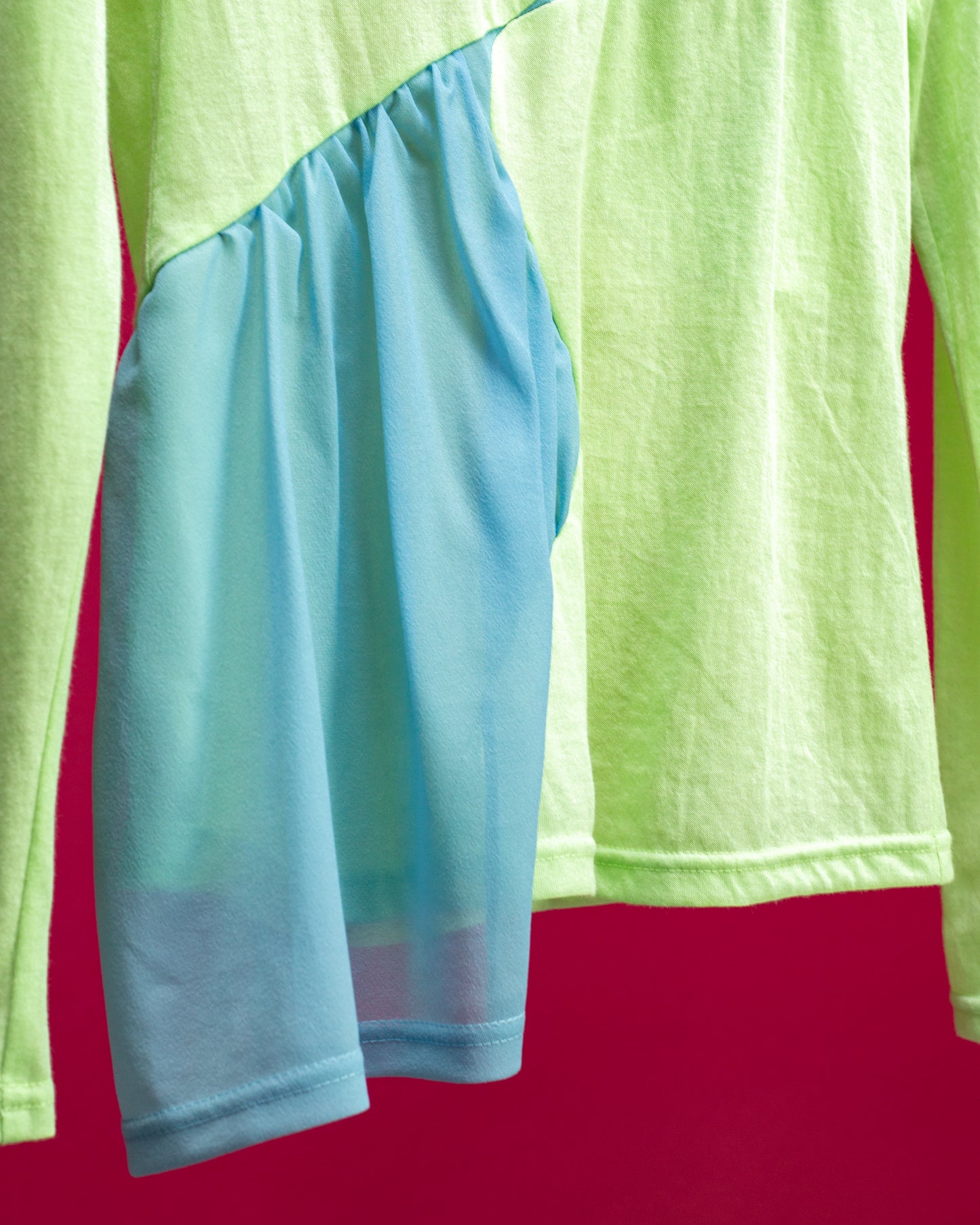 Sigmoid Drape Top Blue×Green