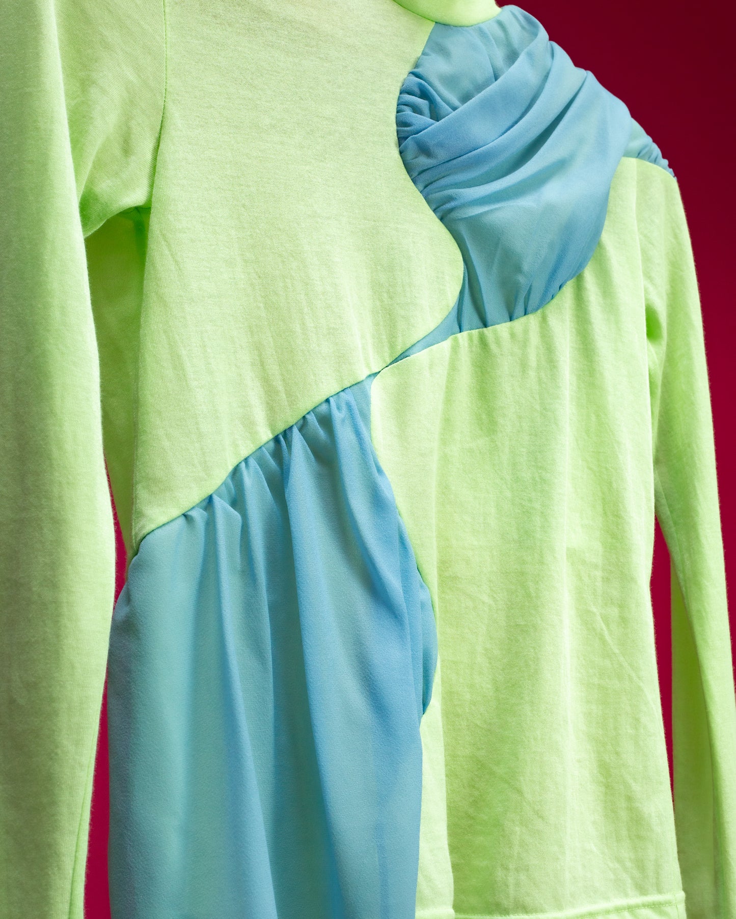 Sigmoid Drape Top Blue×Green