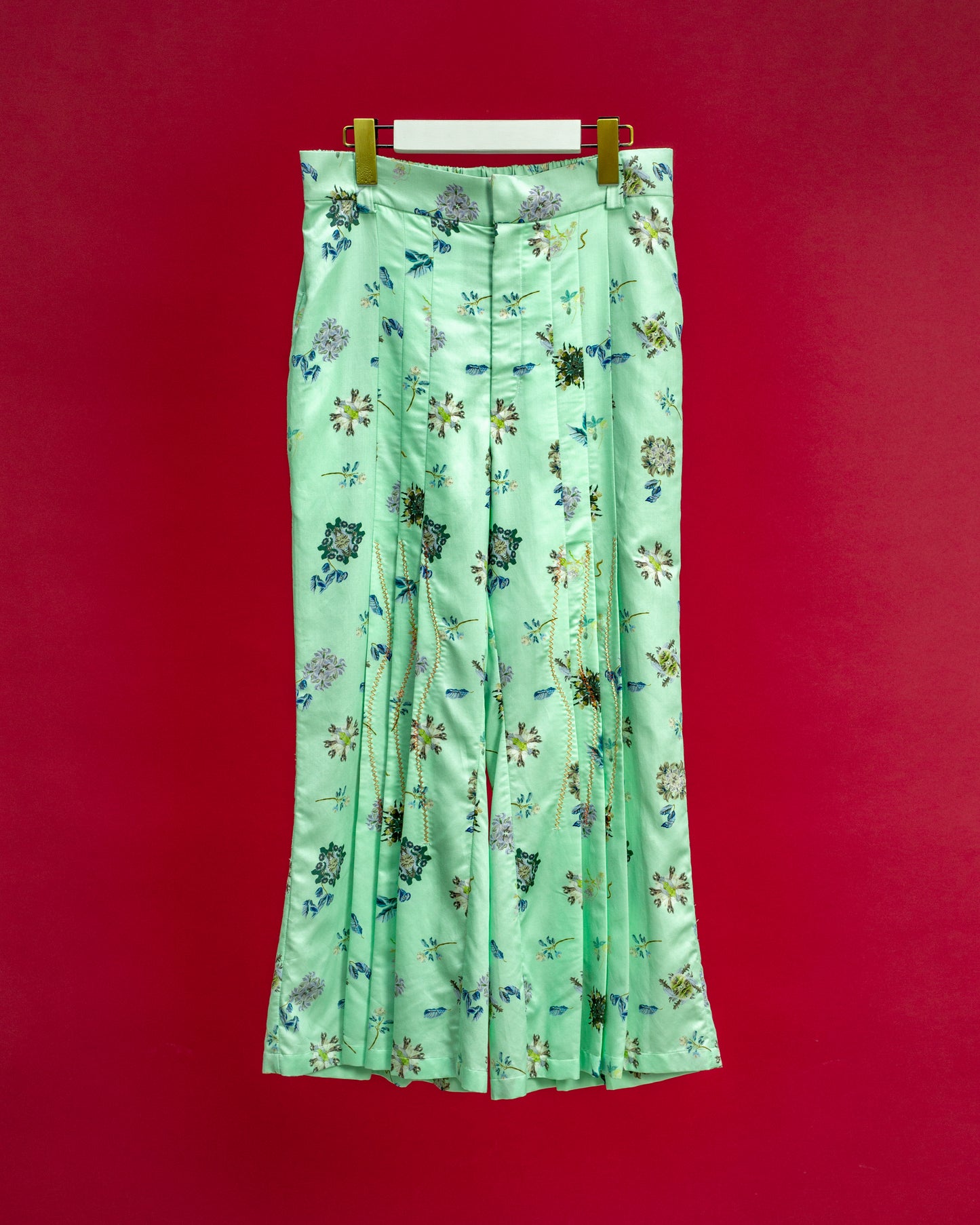 Hosouge Floral Print Trouser-Green