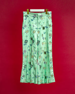 Hosouge Floral Print Trouser-Green