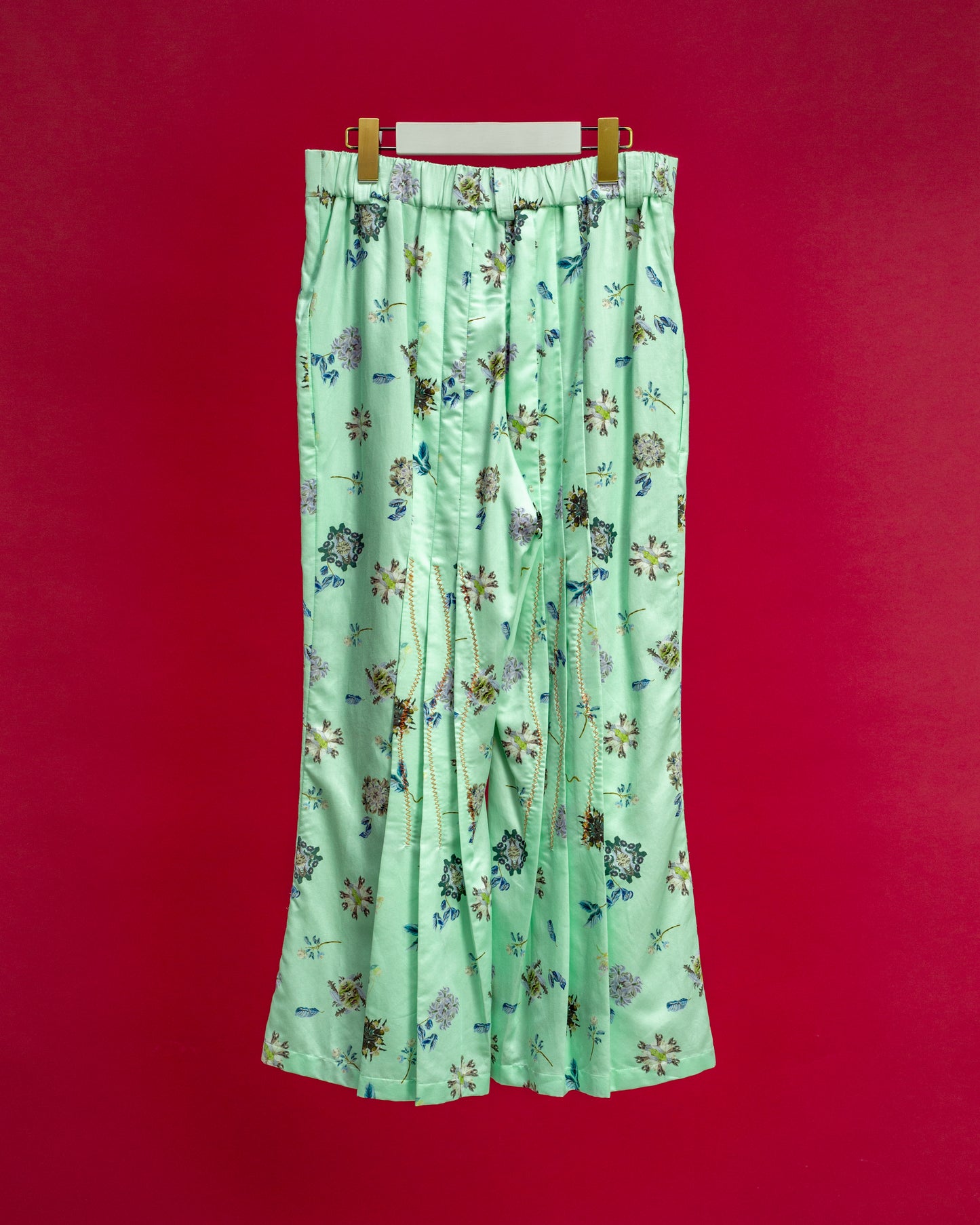 Hosouge Floral Print Trouser-Green