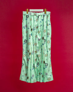 Hosouge Floral Print Trouser-Green
