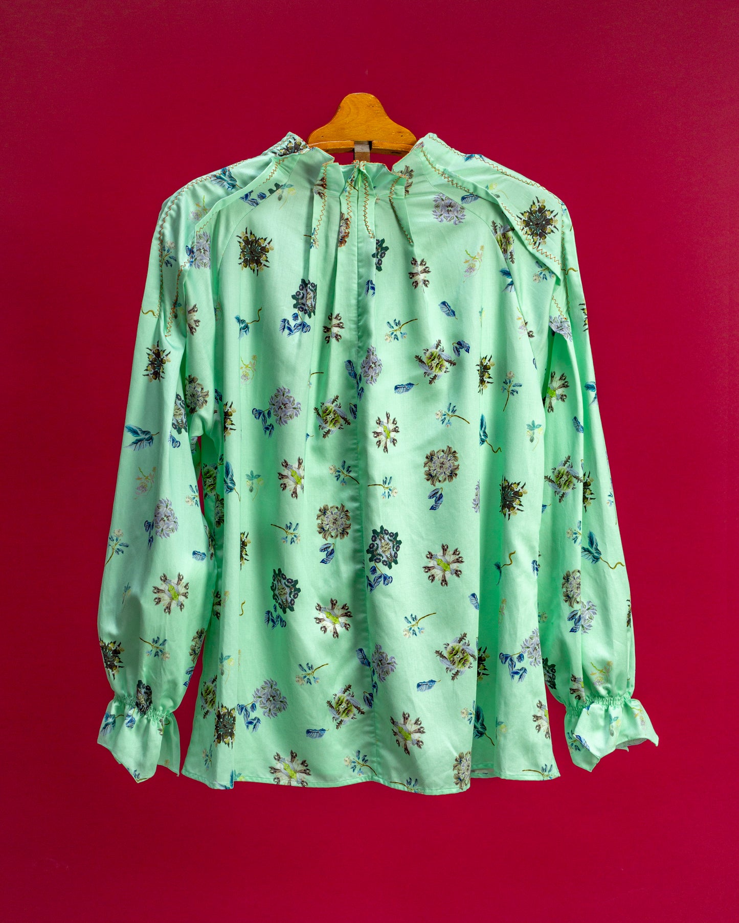 Hosouge Floral Printed Blouse-Green