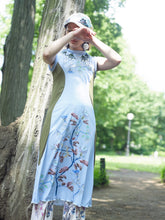 画像をギャラリービューアに読み込む, Garden of Eden Floral Shaped Dress-Blue
