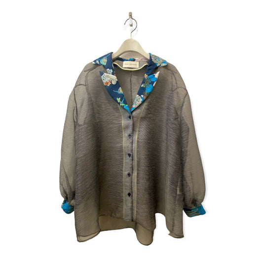 Organdie Tailor collar Shirt -Navy Blue