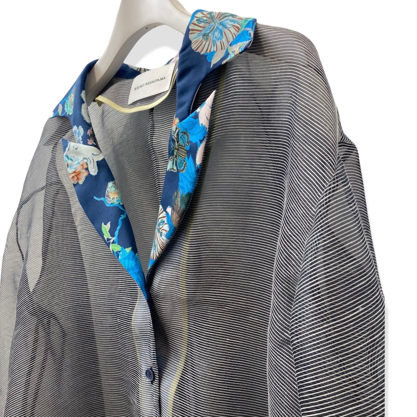 Organdie Tailor collar Shirt -Navy Blue