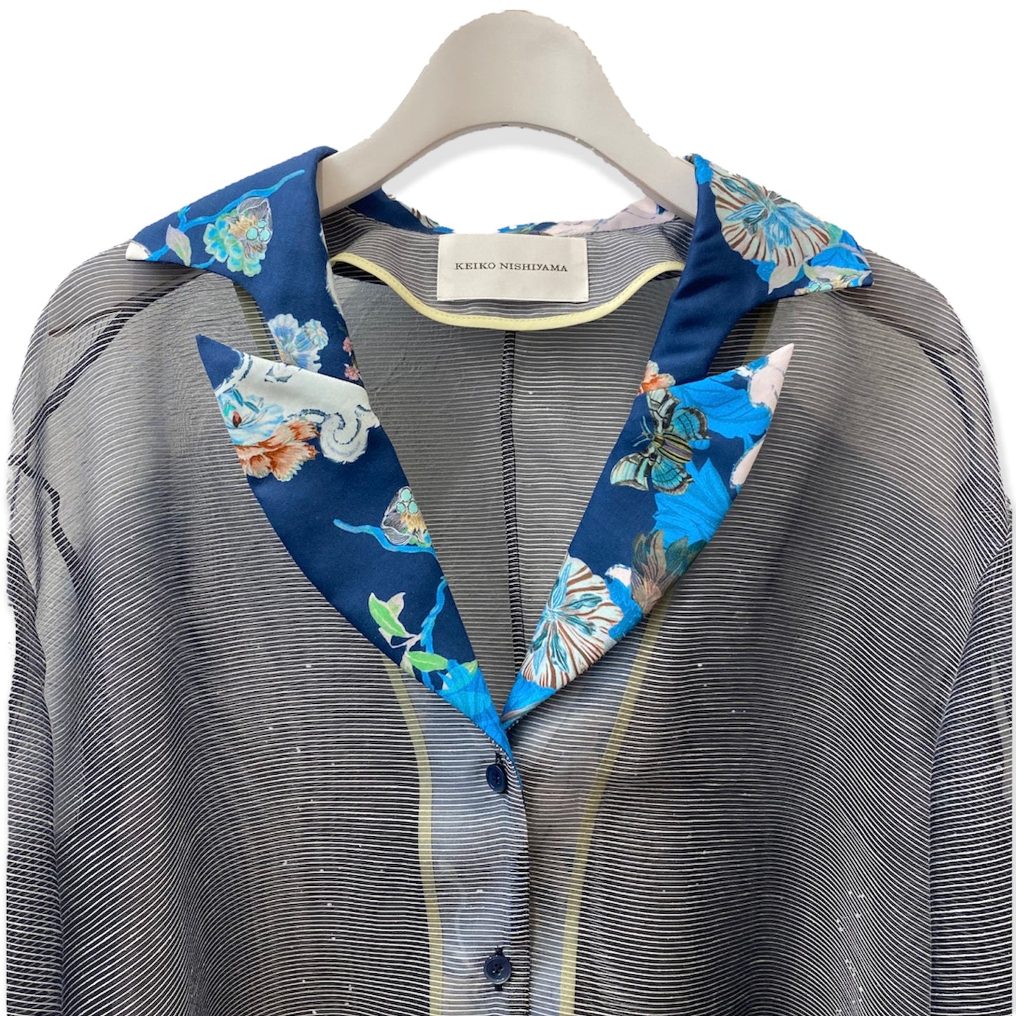 Organdie Tailor collar Shirt -Navy Blue