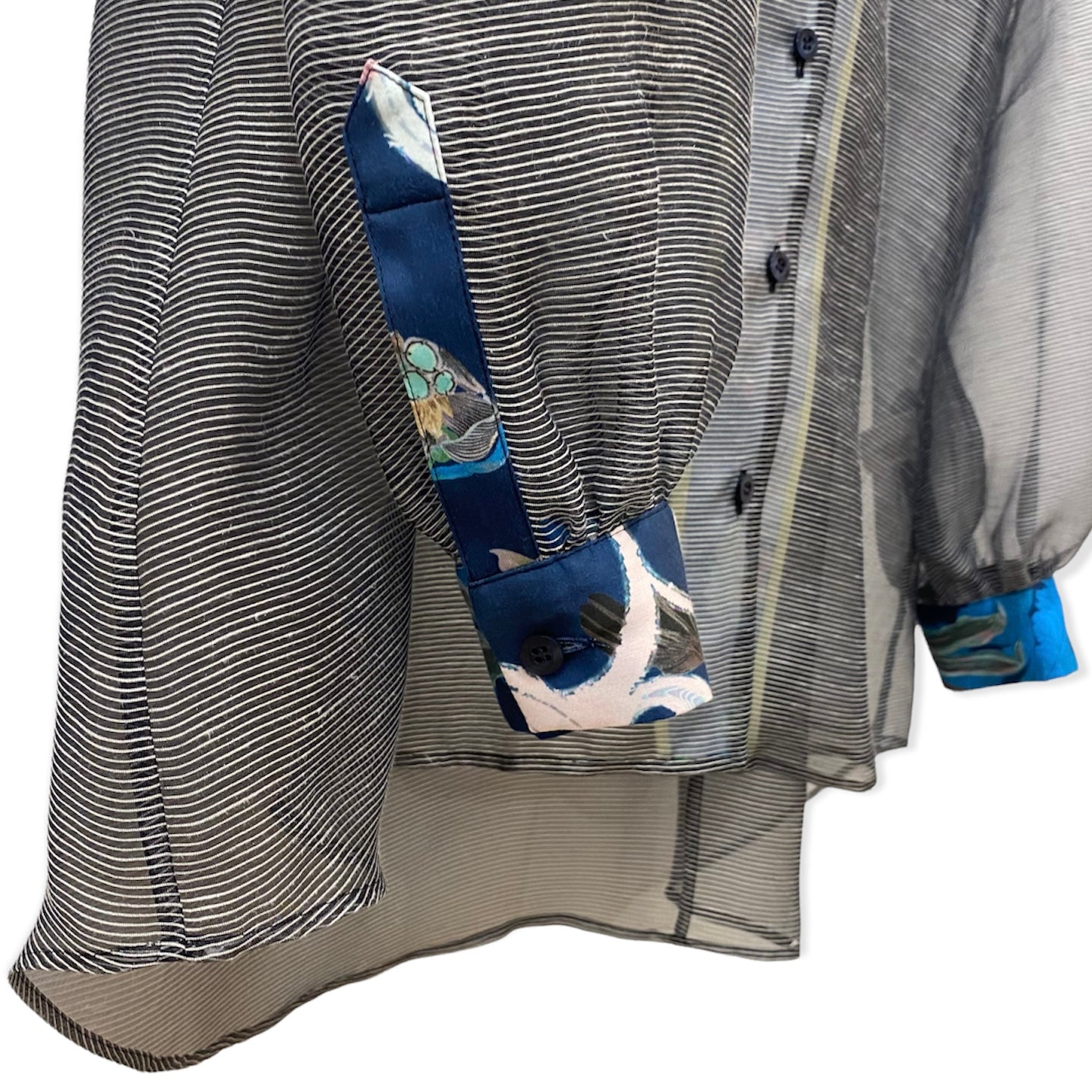 Organdie Tailor collar Shirt -Navy Blue