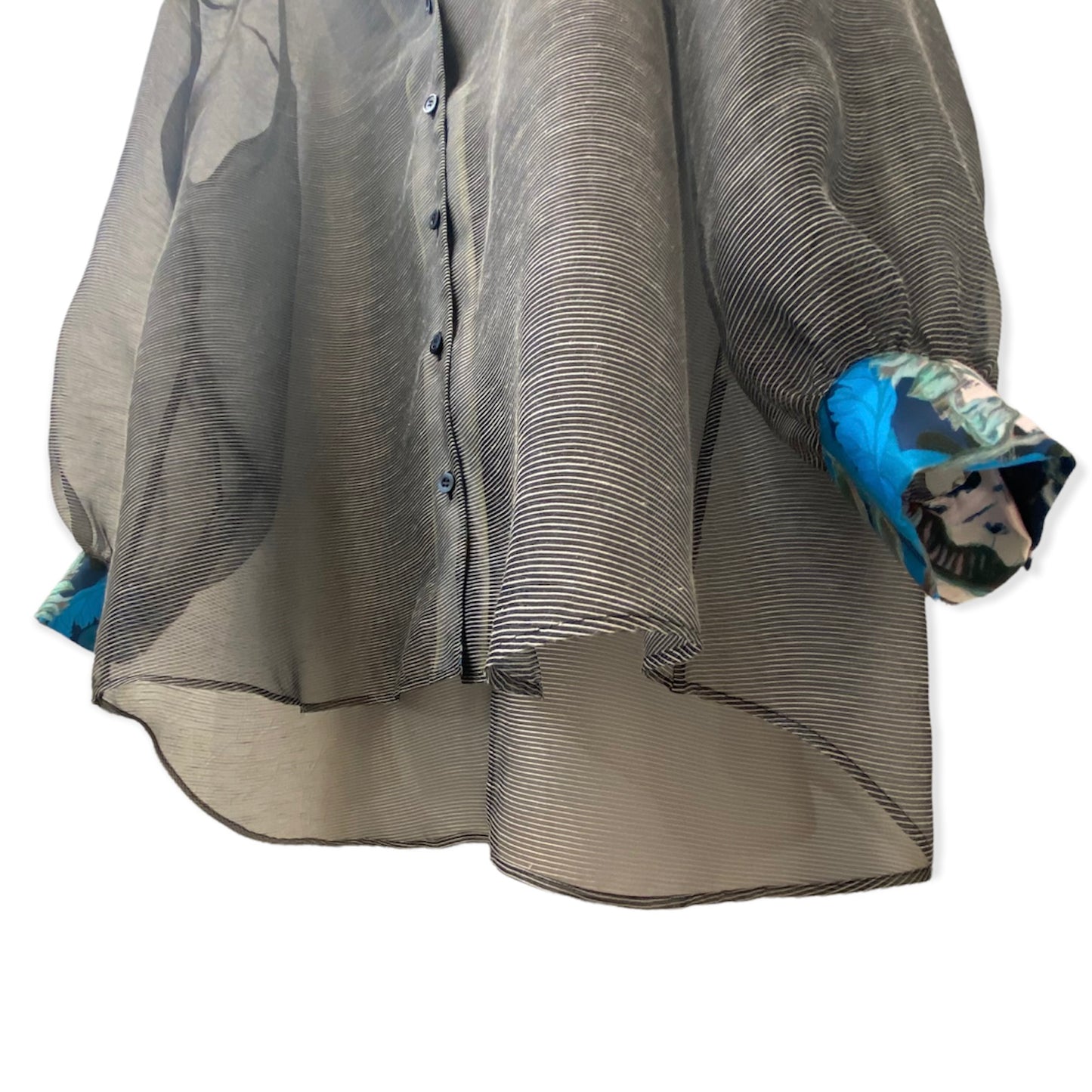 Organdie Tailor collar Shirt -Navy Blue