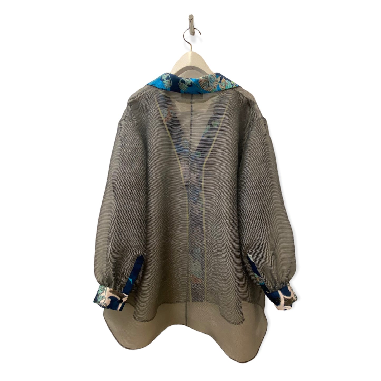 Organdie Tailor collar Shirt -Navy Blue