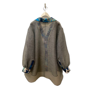 Organdie Tailor collar Shirt -Navy Blue