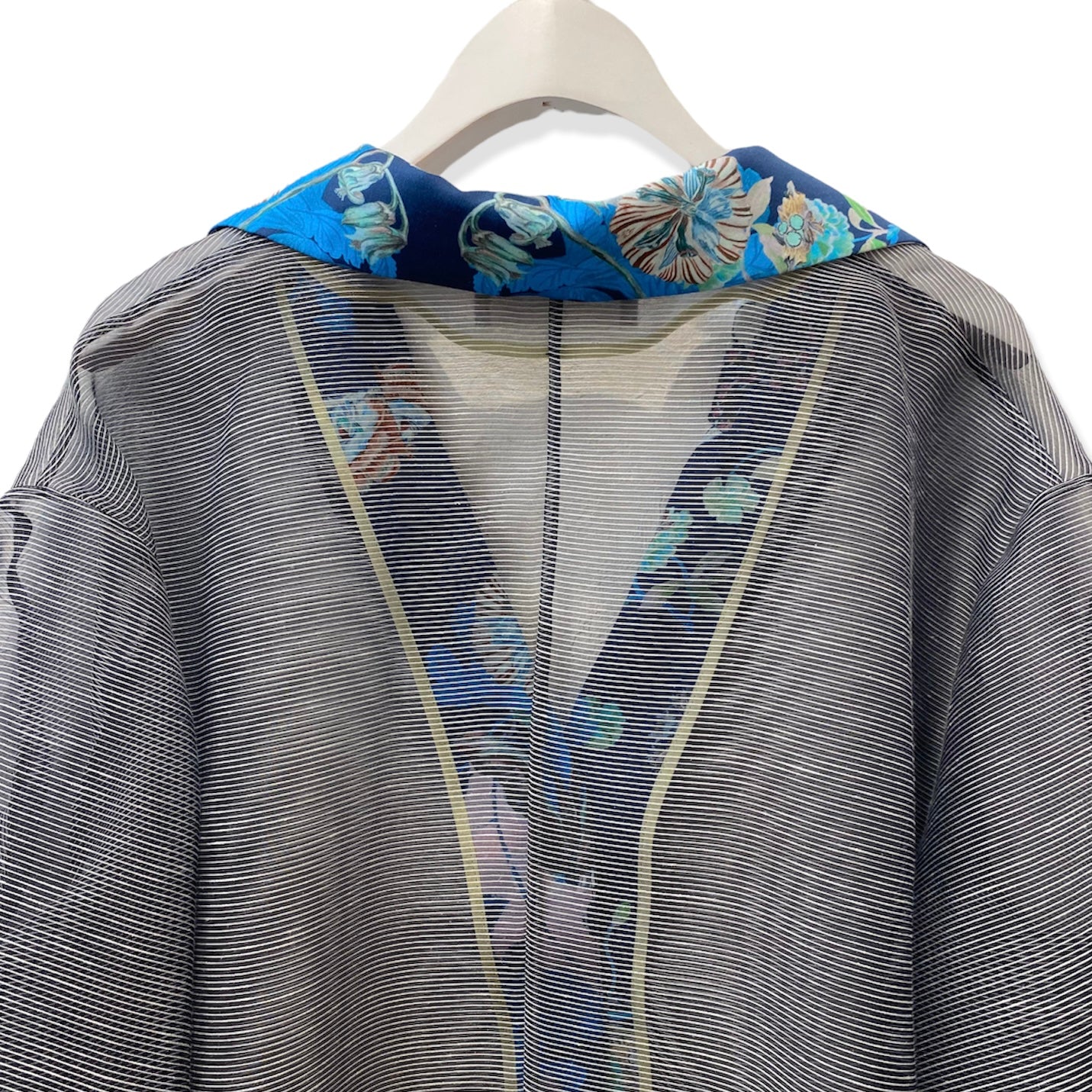 Organdie Tailor collar Shirt -Navy Blue