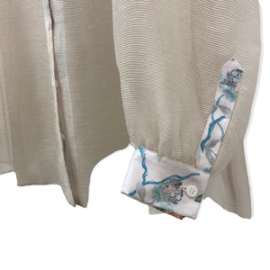 Organdie Tailor collar Shirt -Beige & pink
