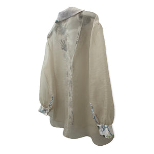 Organdie Tailor collar Shirt -Beige & pink