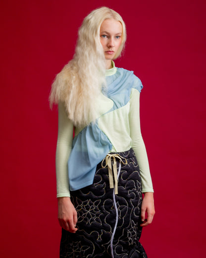 Sigmoid Drape Top Blue×Green