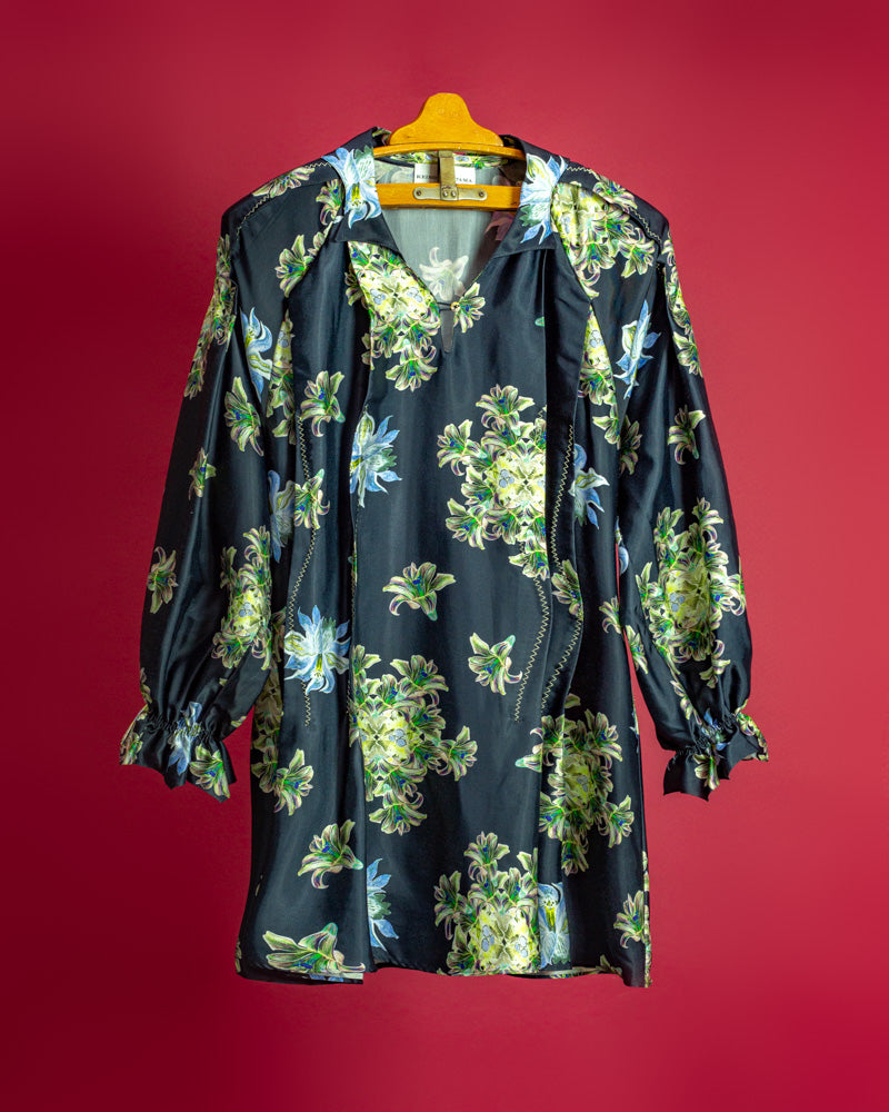 Floating Flower Crest Print Blouse