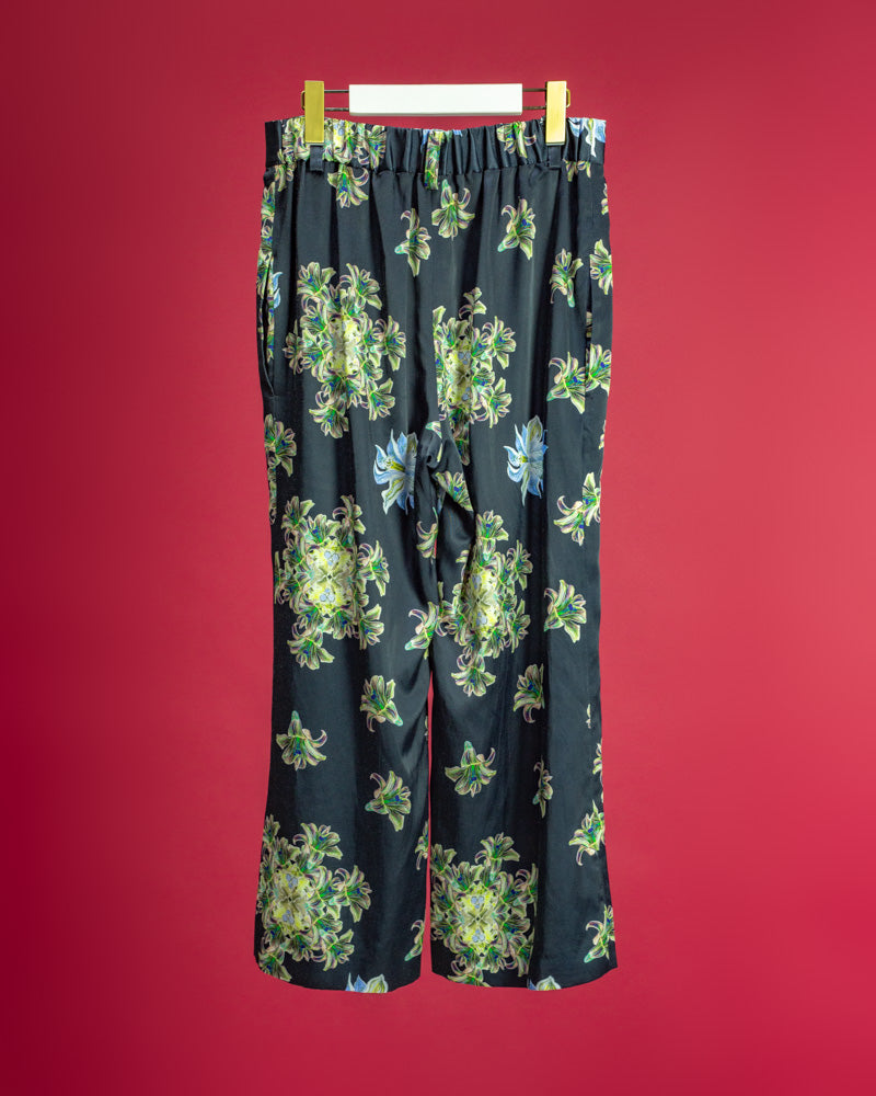 Floating Flower Print Trouser Black