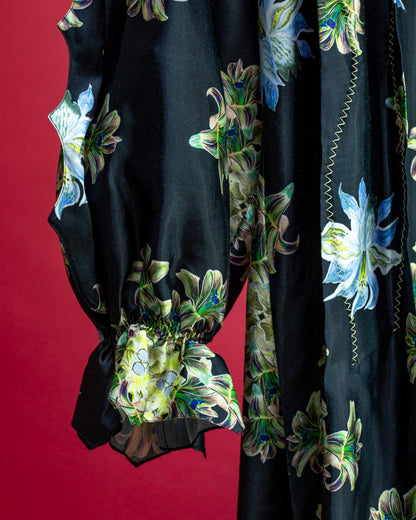 Floating Flower Crest Print Blouse