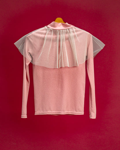 Den Phal Tulle Turtleneck Top-Pink