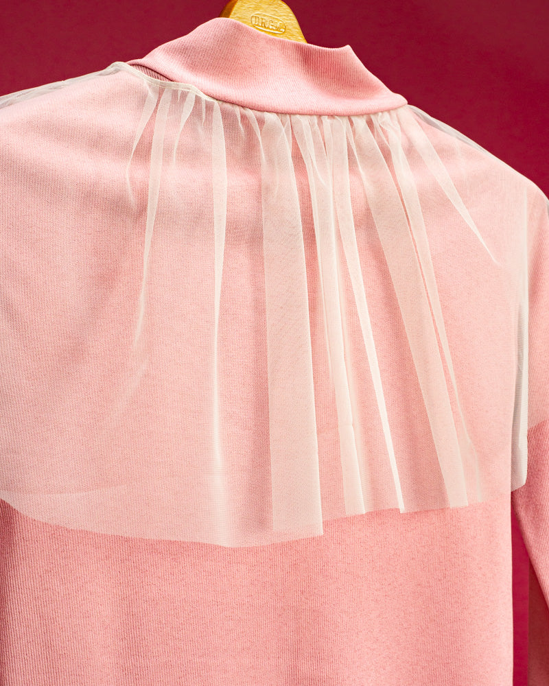 Den Phal Tulle Turtleneck Top-Pink