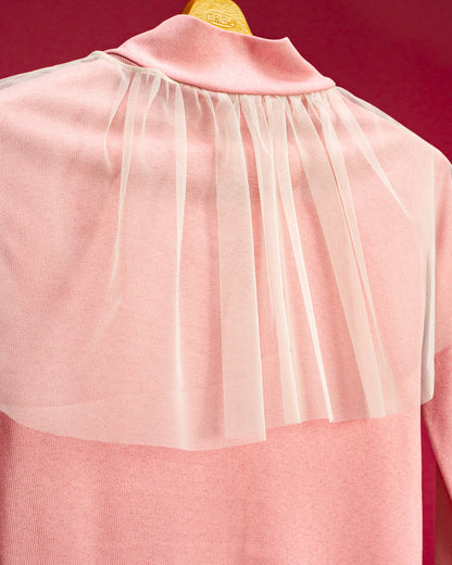 Den Phal Tulle Turtleneck Top-Pink
