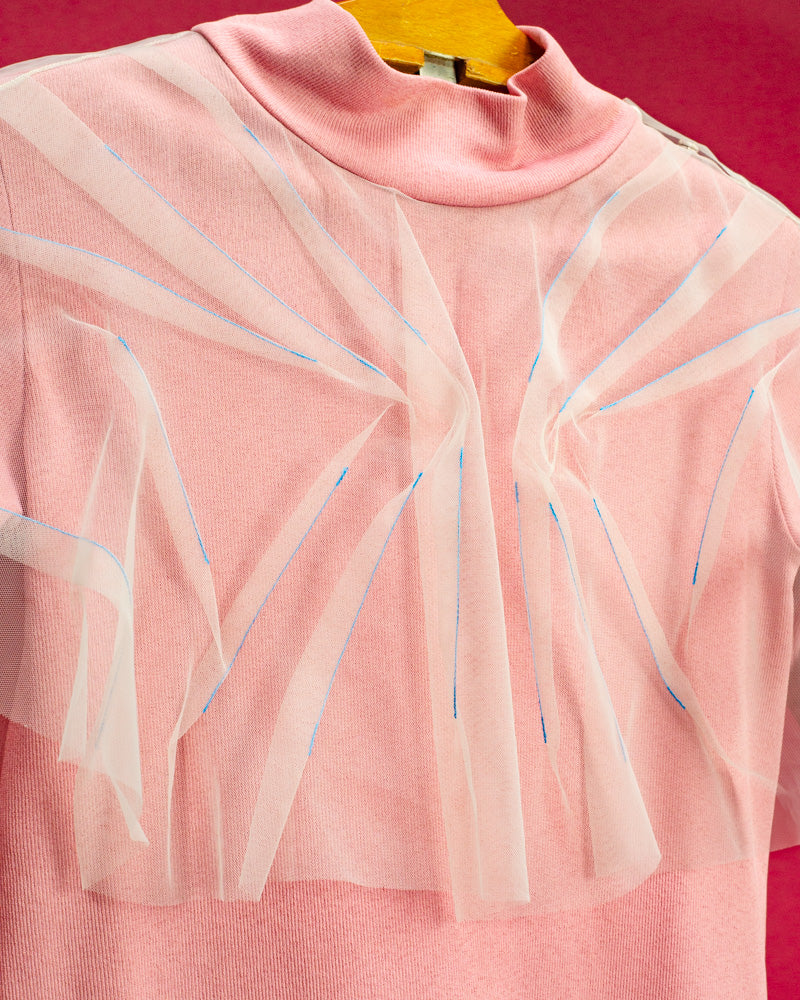 Den Phal Tulle Turtleneck Top-Pink