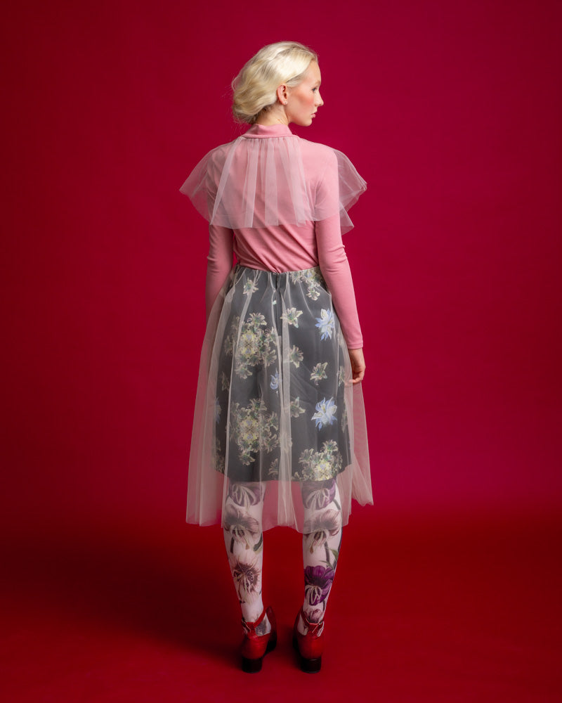 Den Phal Tulle Turtleneck Top-Pink