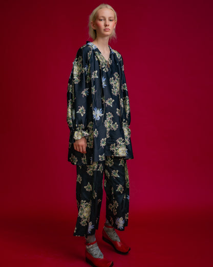 Floating Flower Crest Print Blouse