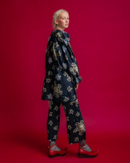 Floating Flower Crest Print Blouse