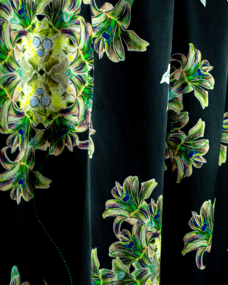 Floating Flower Print Trouser Black